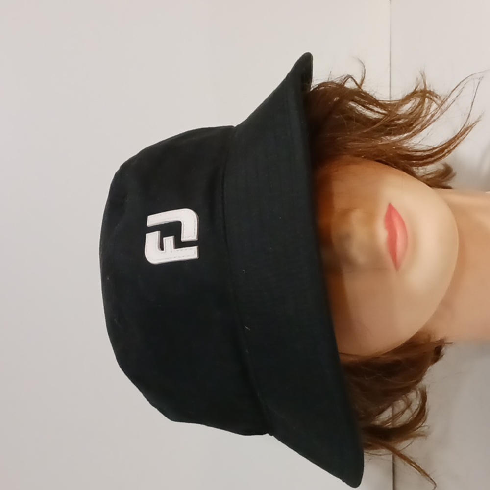 FootJoy Black Bucket Hat with White FJ Logo